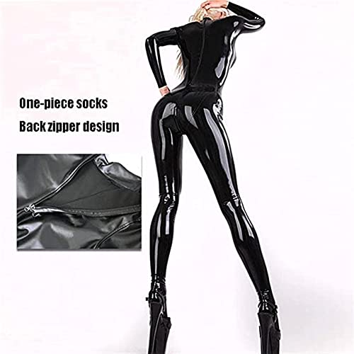 Women's Latex Catsuit Jumpsuit Faux Leather Jumpsuit Front Zipper Crotch Nightclubs Bar Performance Costume