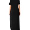 Women's Summer Maxi Dress Casual Loose Pockets Long Dress Short Sleeve Split Maxi Dresses