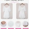 Womens Summer Dresses Square Neck Tie Back Lantern Sleeve Ruffle A-Line Casual Dress