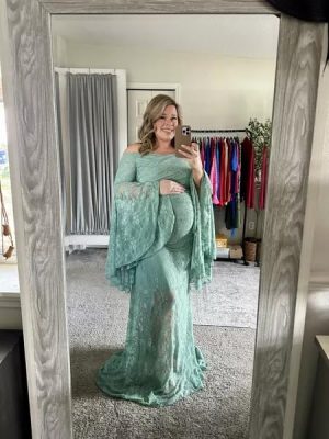 Off Shoulder Lace Maternity Dress for Photography Maxi Maternity Props Dresses for Photo Shoot Baby Shower