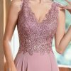 Lace Appliques Chiffon Bridesmaid Dresses 2025 Long Beaded Prom Dress A Line Formal Party Evening Gowns with Slit for Women