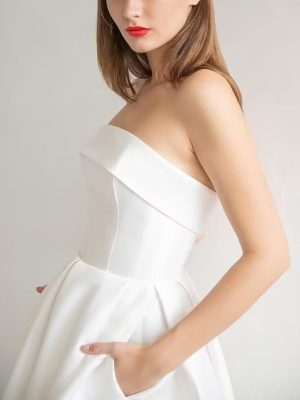 Satin Homecoming Dresses for Teens Short Prom Dress Mini Party Dresses A Line with Pockets