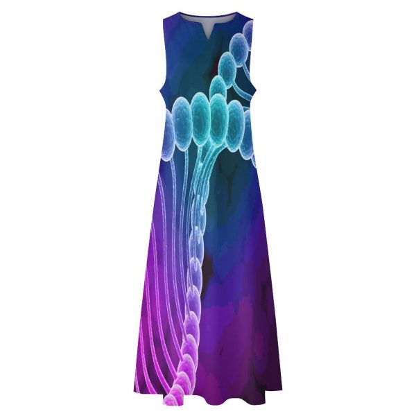 Rainbow DNA Double Helix Women's Maxi Dress Summer Sleeveless Casual Long Dresses with Pockets