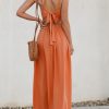 Women Casual Dress Beach Sleeveless V Neck Summer Cutout Spaghetti Straps Formal Maxi Sun Dresses