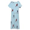 Ice Hockey Players Women's Midi Dress Short Sleeve Dresses V Neck Sundress Casual Summer