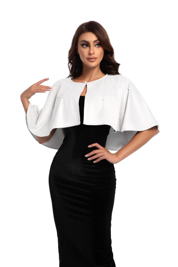 Women's Soft plush Shawl Wraps Shrug stunning pearls for Evening Dress Wedding Cape Cover Up 1920s White Shawl