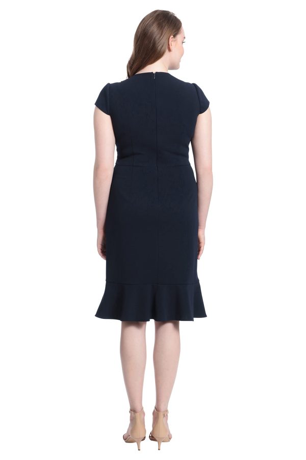 Women's Feminine Ageless Surplice V-Neck Faux Wrap Ruffle Dress Office Event Shower Guest of