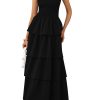 Maxi Dresses for Women 2025 Summer Off Shoulder Smocked Tiered Ruffle Long Flowy Wedding Guest Dress