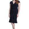 Women's Feminine Ageless Surplice V-Neck Faux Wrap Ruffle Dress Office Event Shower Guest of