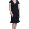 Women's Feminine Ageless Surplice V-Neck Faux Wrap Ruffle Dress Office Event Shower Guest of