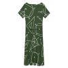 Math Science Women's Midi Dress Short Sleeve Dresses V Neck Sundress Casual Summer