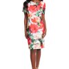 Women's Boat Neck Side Tie Short Sleeve Knee Length-Cocktail Party Summer Dress with Bow Detail