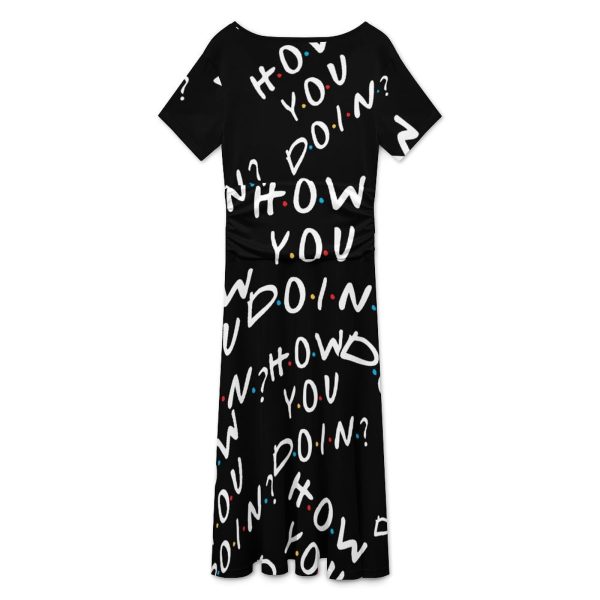 How You Doin Women's Midi Dress Short Sleeve Dresses V Neck Sundress Casual Summer