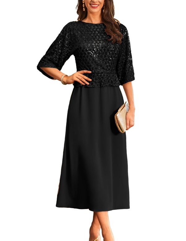 Sequin Dress for Women 2025 Mother of The Bride Dresses Wedding Guest Formal Chiffon Evening Gown