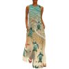 Sea Turtles Women's Maxi Dress Summer Sleeveless Casual Long Dresses with Pockets