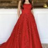 Spaghetti Straps Long Prom Dresses 2025 Ball Gown Lace Appliques Tulle Prom Dress with Pockets Wedding Gowns for Women