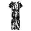 U.S.A. Flag with EMS Star of Life Women's Midi Dress Short Sleeve Dresses V Neck Sundress Casual Summer