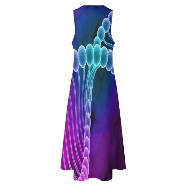 Rainbow DNA Double Helix Women's Maxi Dress Summer Sleeveless Casual Long Dresses with Pockets
