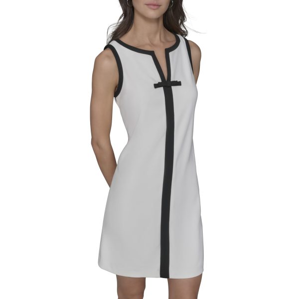 Women's Sleeveless V-Neck Bow A-line Mini Dress