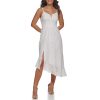 Women's Asymmetrical Cotton Eyelet Midi Contemporary Dress
