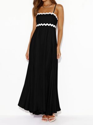 Womens Spaghetti Strap Maxi Dresses 2025 Summer Casual Sleeveless Smocked Boho A Line Long Flowy Beach Sundress