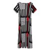 U.S.A. Flag Lacrosse Women's Midi Dress Short Sleeve Dresses V Neck Sundress Casual Summer