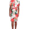 Women's Boat Neck Side Tie Short Sleeve Knee Length-Cocktail Party Summer Dress with Bow Detail