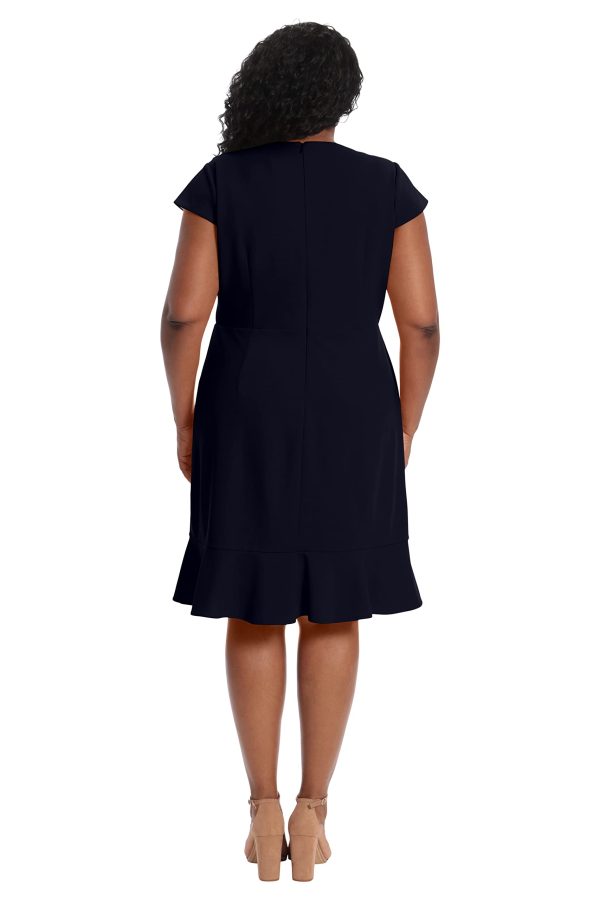 Women's Feminine Ageless Surplice V-Neck Faux Wrap Ruffle Dress Office Event Shower Guest of