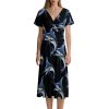 Marlin Fish Women's Midi Dress Short Sleeve Dresses V Neck Sundress Casual Summer
