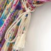 Women Peacock Floral Print Bat Sleeve Beach Bohemian Maxi Dresses V Neck Tassel Summer Dress