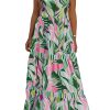 Women's 2025 Summer Sleeveless Floral Print Maxi Dress Strap Square Neck Beach Sun Dress