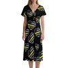 911 Dispatcher Thin Gold Line Women's Midi Dress Short Sleeve Dresses V Neck Sundress Casual Summer