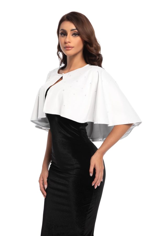 Women's Soft plush Shawl Wraps Shrug stunning pearls for Evening Dress Wedding Cape Cover Up 1920s White Shawl