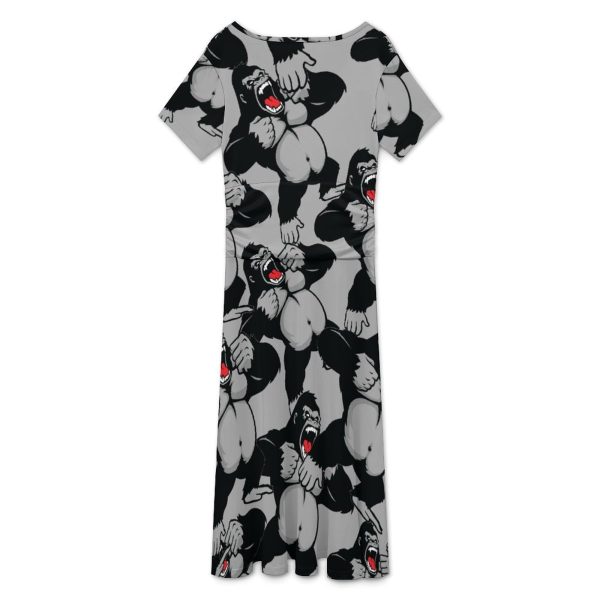 Awesome Kingkong Women's Midi Dress Short Sleeve Dresses V Neck Sundress Casual Summer