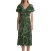 Math Science Women's Midi Dress Short Sleeve Dresses V Neck Sundress Casual Summer