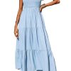 Women's Summer Maxi Dress 2025 Casual Boho Sleeveless Spaghetti Strap Smocked Tiered Long Beach Sundresses