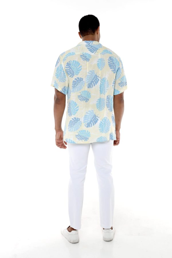 Matchable Couple Hawaiian Luau Shirt or Fairy Dress in Pacific Palm Cream