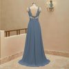 Lace Appliques Chiffon Bridesmaid Dresses 2025 Long Beaded Prom Dress A Line Formal Party Evening Gowns with Slit for Women