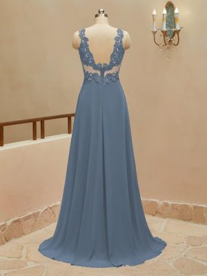 Lace Appliques Chiffon Bridesmaid Dresses 2025 Long Beaded Prom Dress A Line Formal Party Evening Gowns with Slit for Women