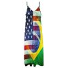 Vintage U.S.A. and Brazil Flag Maxi Dress for Women Summer Casual Sleeveless V Neck Spaghetti Dresses