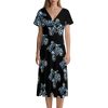 Motocross Rider Women's Midi Dress Short Sleeve Dresses V Neck Sundress Casual Summer