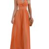 Women Casual Dress Beach Sleeveless V Neck Summer Cutout Spaghetti Straps Formal Maxi Sun Dresses