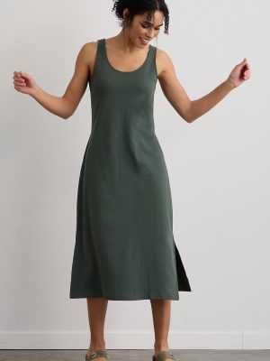 Women's 100% Organic Pima Cotton Midi Tank Dress