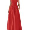 Women's 2025 Summer Maxi Dresses Beach Sundress Casual Spaghetti Strap Smocked Swing A Line Long Flowy Dress