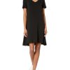 Women's Regular Short-Sleeve V-Neck Swing Dress