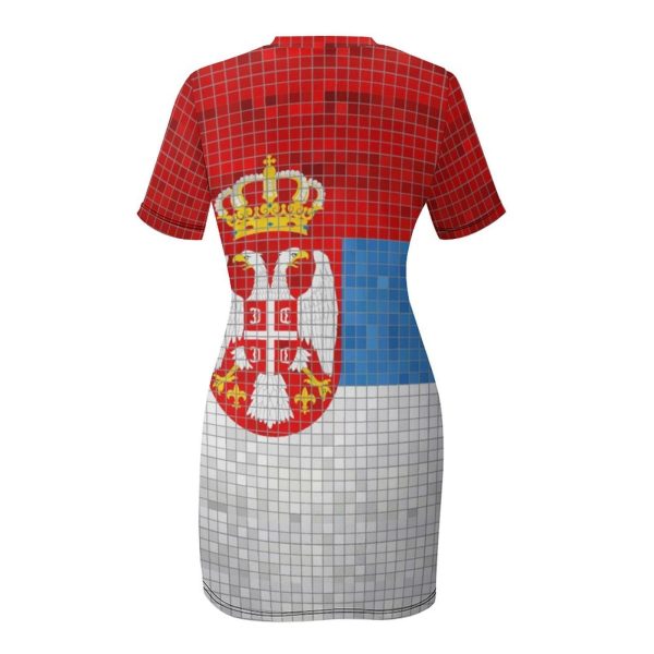Flag of Serbia Mini Sexy Dress for Women Bodycon Short Sleeve Summer Party Club Dresses