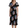 Welding U.S.A. Welder Flag Women's Midi Dress Short Sleeve Dresses V Neck Sundress Casual Summer
