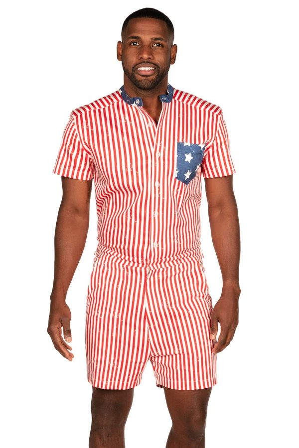 Casual One Piece Romper for Men Short Sleeve Button Down Jumpsuit - The Original Romphim