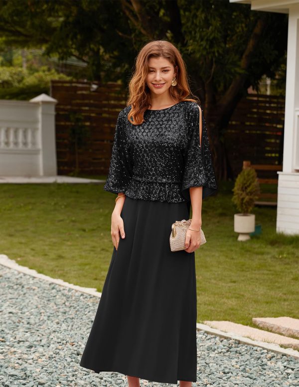 Sequin Dress for Women 2025 Mother of The Bride Dresses Wedding Guest Formal Chiffon Evening Gown
