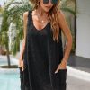 Womens Casual Sun Summer Dresses Swiss Polka Dot Beach Cover Up V Neck Tank Dress with Pockets